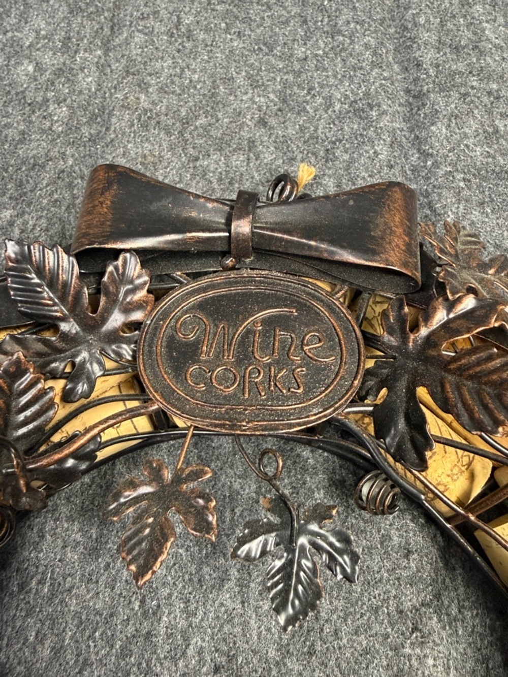 Decorative Wine Cork Wreath with Bronze Metal Accents - Brown - Picture 2 of 5
